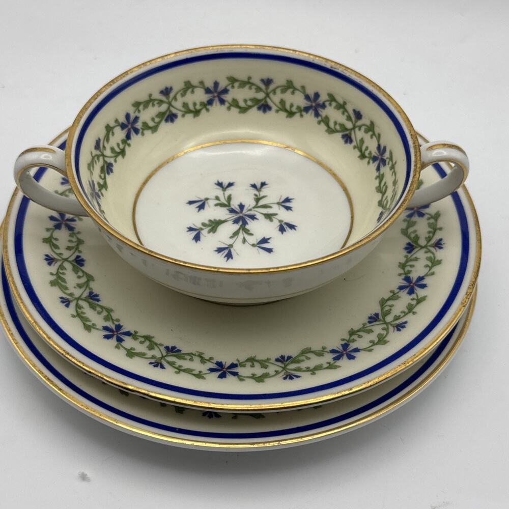 Charles Ahrenfeldt Limoges Trocadero Bouillon Cup Saucer Small Plate France
